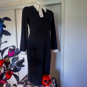 NICE FOREVER Black & White Collared Midi Dress size Large NWT